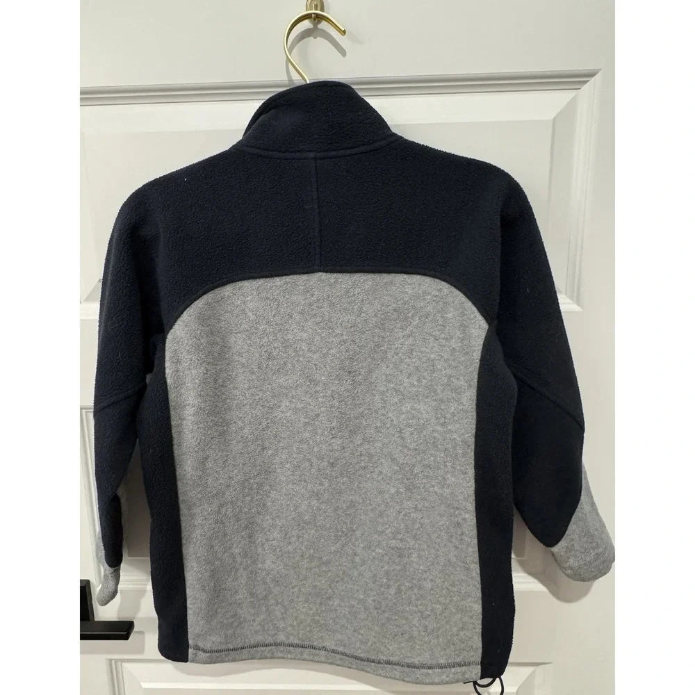 GAP Boys Fleece Jacket Pullover 1/4 Zip Gray Navy Long Sleeve Medium 7 8 Preppy
